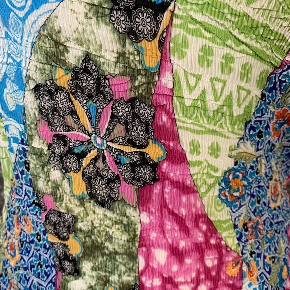 Vintage Alberto Makali Patchwork Print Embellished Tank Top Boho Y2K Women's M - Picture 2 of 9